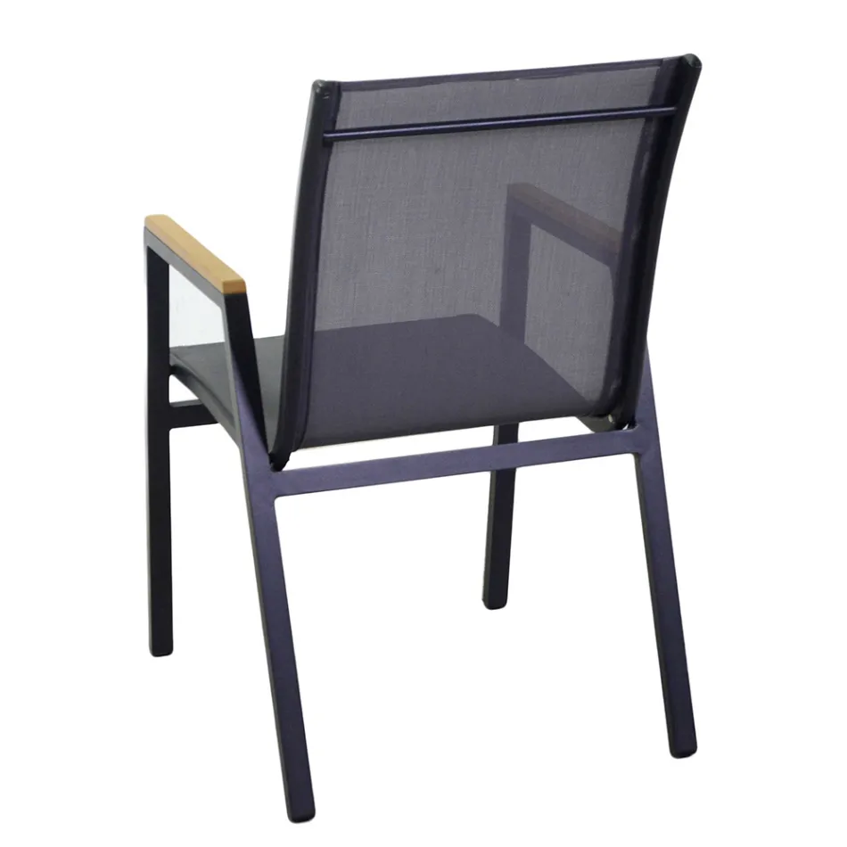 Aluminium und Textilene Sessel mit Polywood Armlehnen - Diary Viadurini