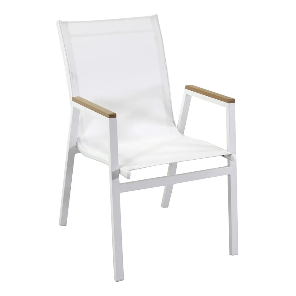 Aluminium und Textilene Sessel mit Polywood Armlehnen - Diary Viadurini