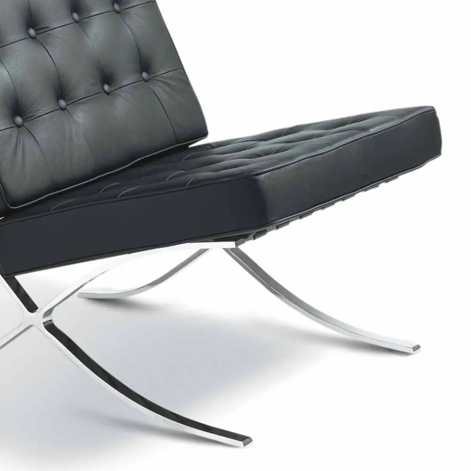 Morella Sessel aus Öko-Leder mit Knöpfen und verchromter Struktur Viadurini