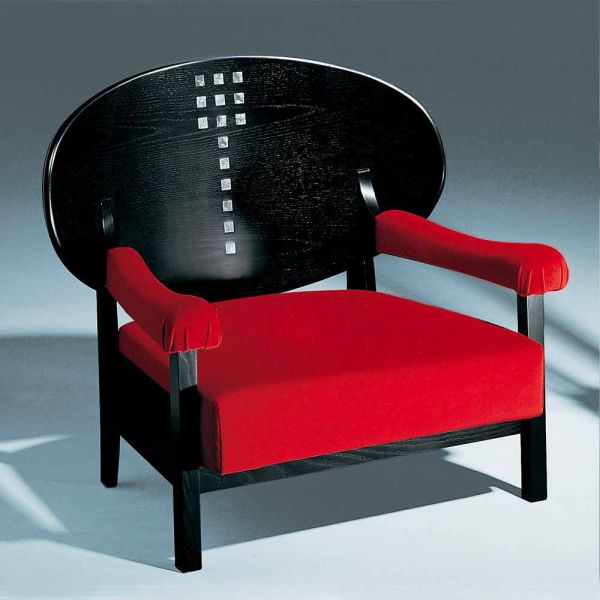 Sessel aus schwarz gebeizter esche mit baumwollbezug made in italy - peleo