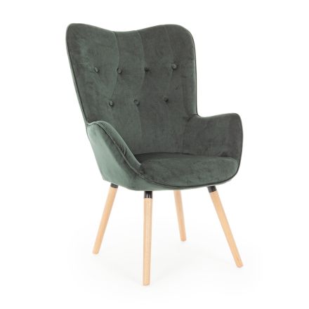 Design-Sessel aus Buchenholz und grünem oder grauem Samt - Gilly Viadurini