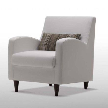 Sessel aus weißem Stoff mit Holzfüßen Made in Italy - Lorena Viadurini