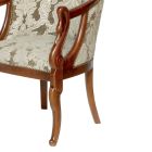 Sessel aus dekoriertem Stoff und patinierter Walnussstruktur, hergestellt in Italien – Citrino Viadurini