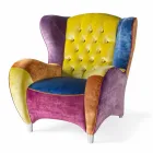 Samtsessel gearbeitet Rand Schinke gesteppt und gerippt Viadurini