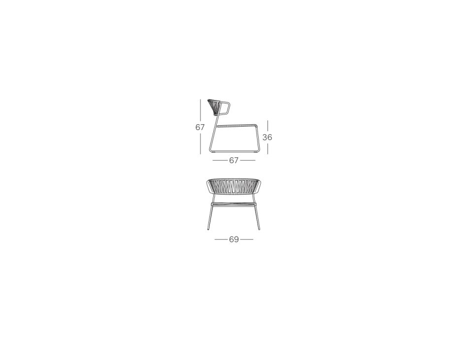Lounge-Sessel mit Sitz und Rückenlehne aus nautischem Seil, hergestellt in Italien – Lisafilo Viadurini