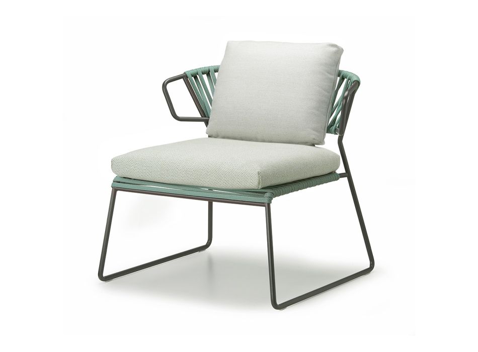 Lounge-Sessel mit Sitz und Rückenlehne aus nautischem Seil, hergestellt in Italien – Lisafilo Viadurini