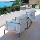 Moderner Design-Sessel aus Stahl und schwarzem oder weißem PVC für den Außenbereich - Ontario2 Viadurini