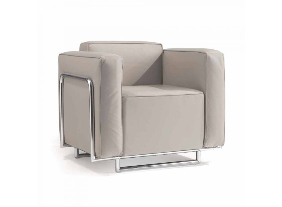 Moderner Sessel aus Öko-Leder und Bugola-Chromstruktur Viadurini