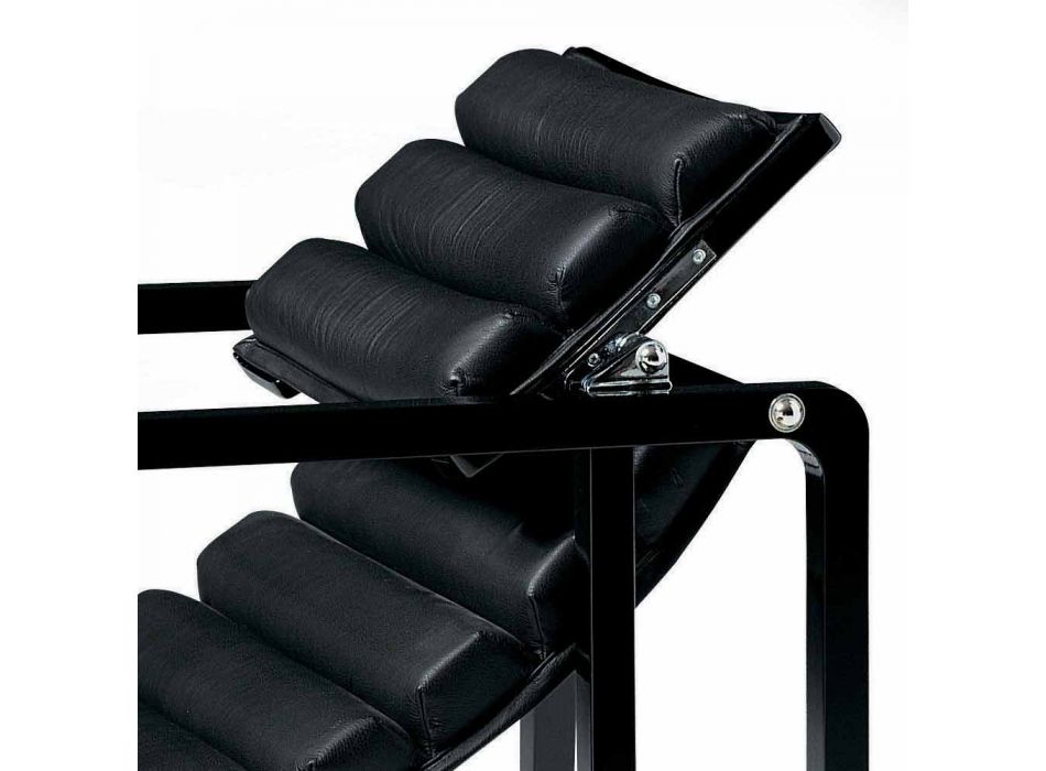 Moderner Sessel aus glänzend schwarz lackiertem Holz und Leder Made in Italy - Conga Viadurini