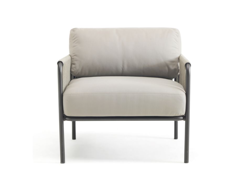 Outdoor-Sessel aus Stahl und Seil mit Kissen Made in Italy - Helga Viadurini