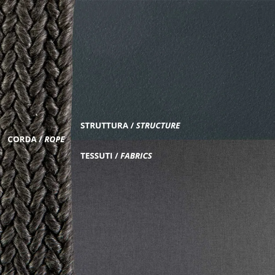 Outdoor-Sessel aus verzinktem Stahl und Seil mit Kissen, hergestellt in Italien – Helga Viadurini