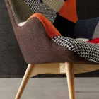 Mehrfarbiger Patchwork-Sessel mit Veronica-Massivholzbeinen Viadurini