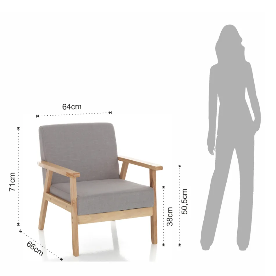 Sessel aus massivem Kiefernholz – Xenon Viadurini