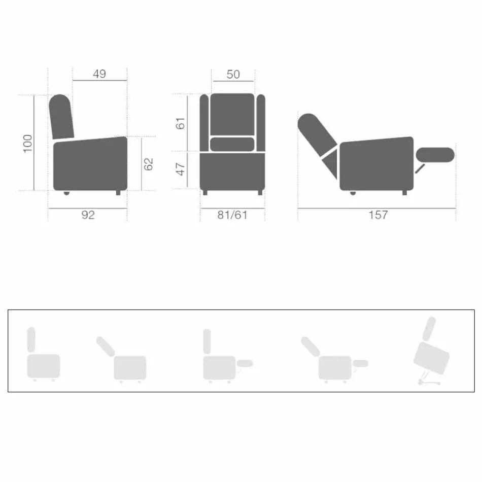 Lift Relax Liegesessel mit 2 Motoren mit Rädern Made in Italy - Isabelle Viadurini