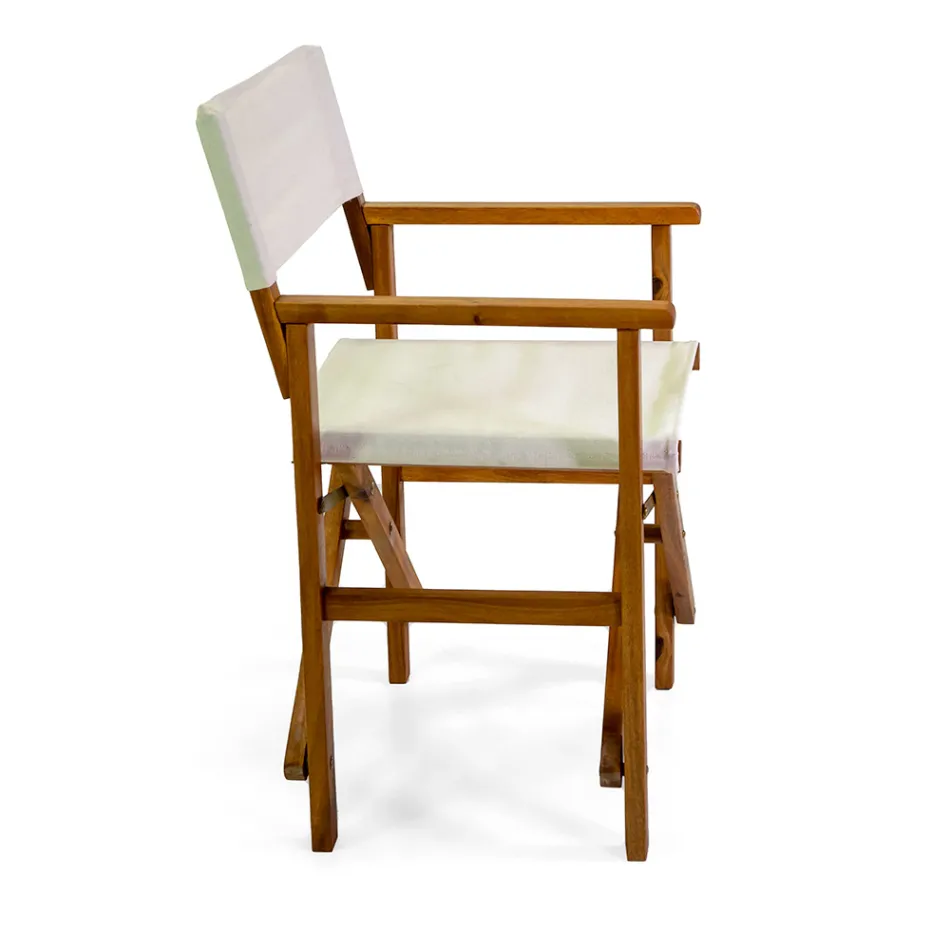 Regiestuhl aus geöltem Akazienholz Naturfarbe - Technical Viadurini