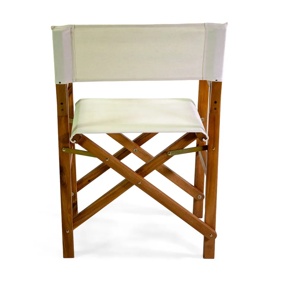 Regiestuhl aus geöltem Akazienholz Naturfarbe - Technical Viadurini