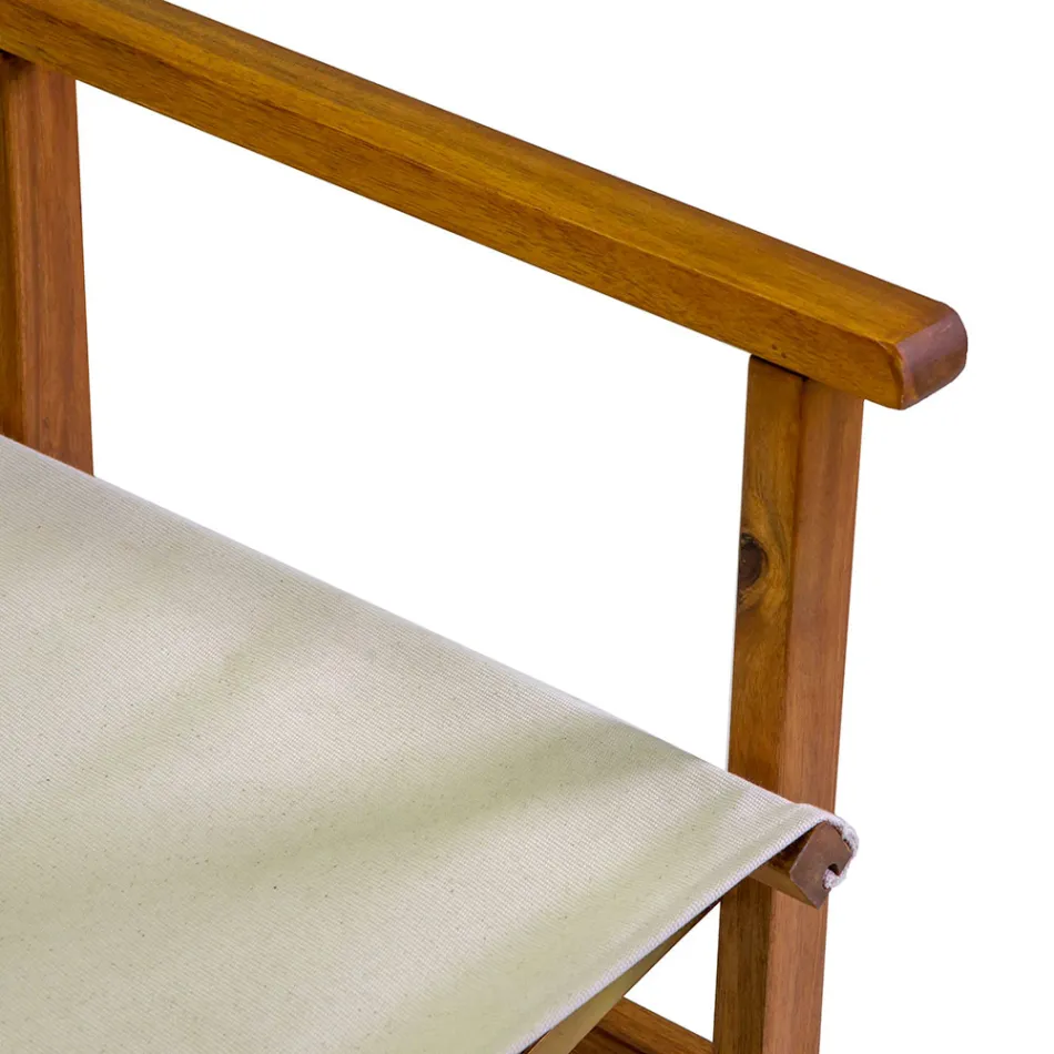 Regiestuhl aus geöltem Akazienholz Naturfarbe - Technical Viadurini