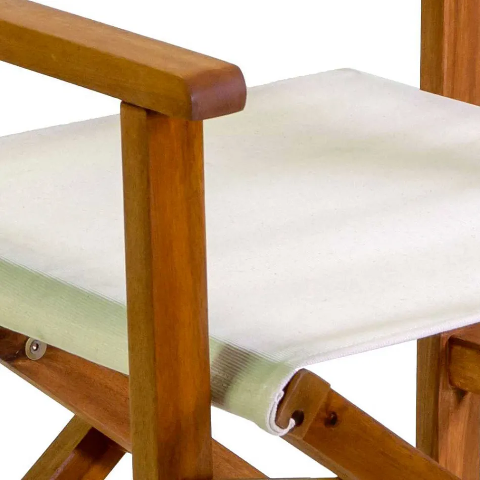 Regiestuhl aus geöltem Akazienholz Naturfarbe - Technical Viadurini