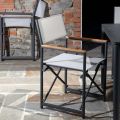 Regiestuhl aus Aluminium, Textilene und Teak Armlehne - Tenda
