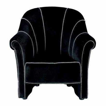 Lounge-Sessel aus schwarzem Samt mit Kontrastnähten Made in Italy - Caster Viadurini