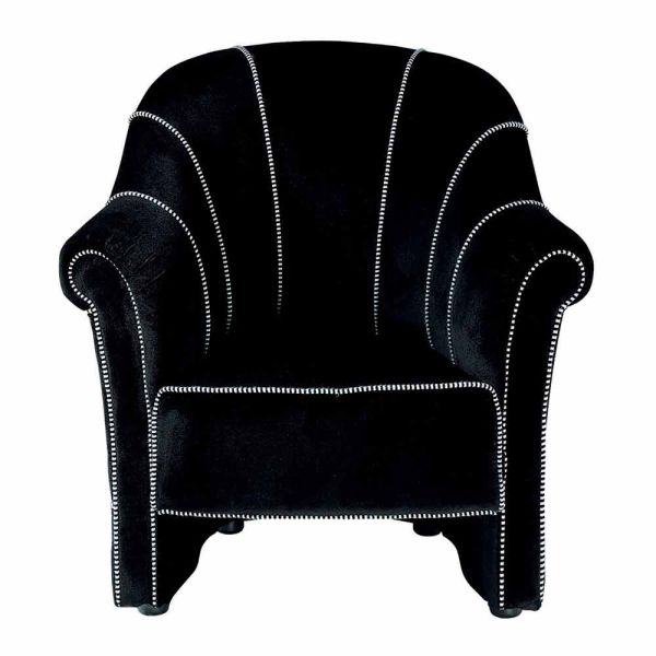 Lounge-sessel aus schwarzem samt mit kontrastnähten made in italy - caster