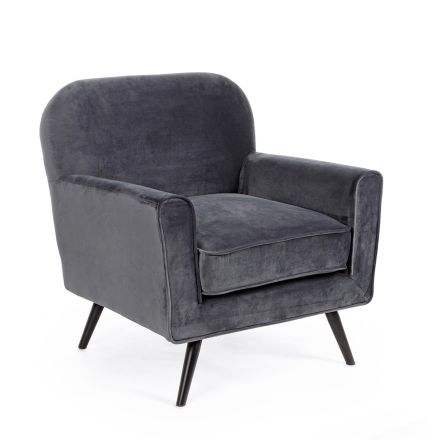 Sessel im klassischen Stil aus Holz, Stahl und grauem oder erröttem Samt - Ginny Viadurini