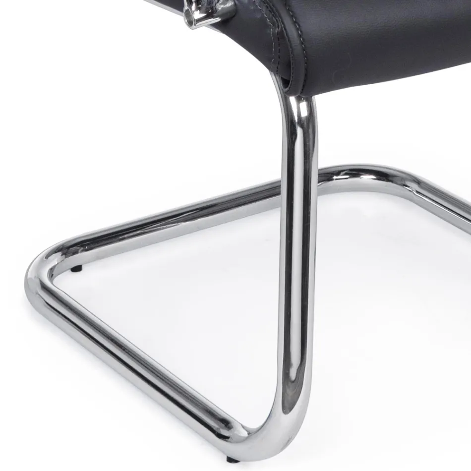 Sled Bürostuhl Stahl und Kunstleder mit Armlehnen 2 Stück - Monaldo Viadurini