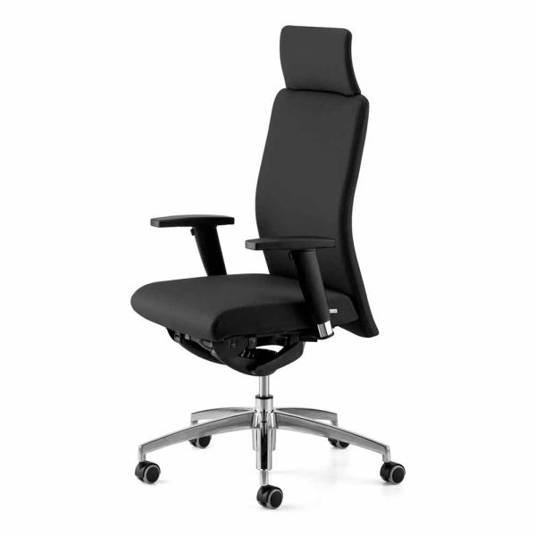 Drehbarer ergonomischer design-bürosessel mit armlehnen und kopfstütze - romolo