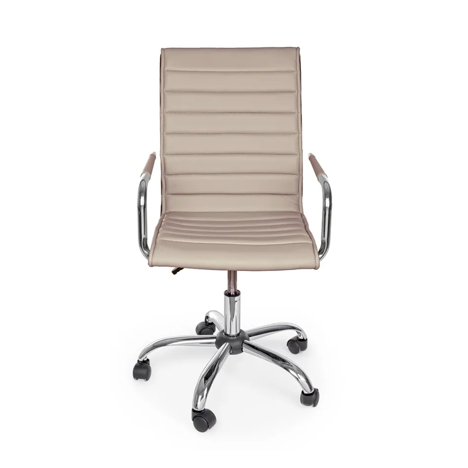 Ergonomischer Bürosessel mit Armlehnen aus Stahl und Kunstleder - Mantica Viadurini