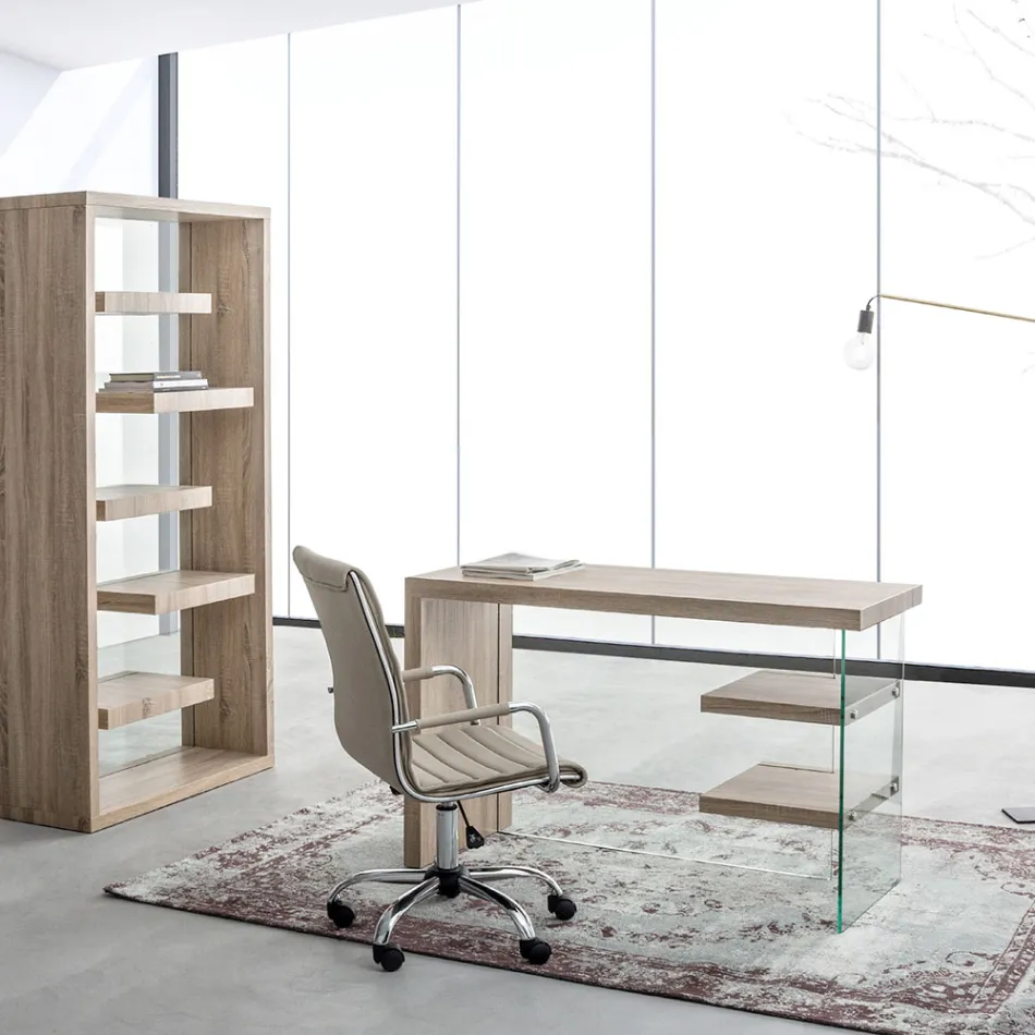 Ergonomischer Bürosessel mit Armlehnen aus Stahl und Kunstleder - Mantica Viadurini