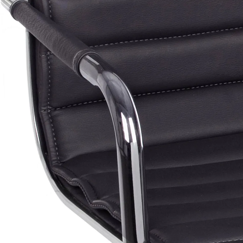 Ergonomischer Bürosessel mit Armlehnen aus Stahl und Kunstleder - Mantica Viadurini