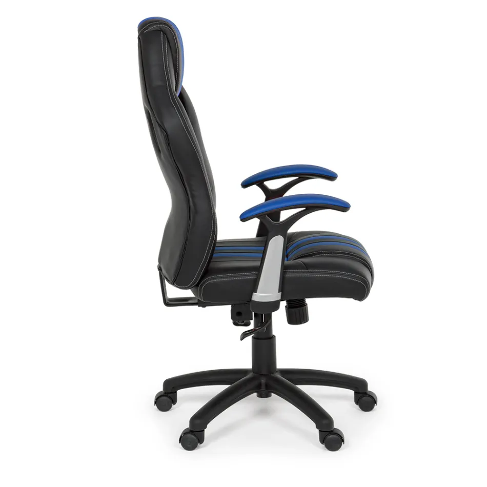 Drehbarer verstellbarer Bürosessel aus Kunstleder und Nylon 2 Farben - Saronno Viadurini