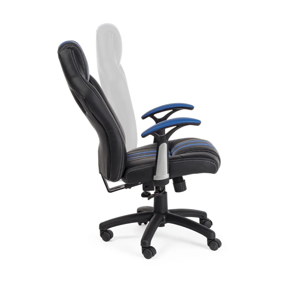 Drehbarer verstellbarer Bürosessel aus Kunstleder und Nylon 2 Farben - Saronno Viadurini