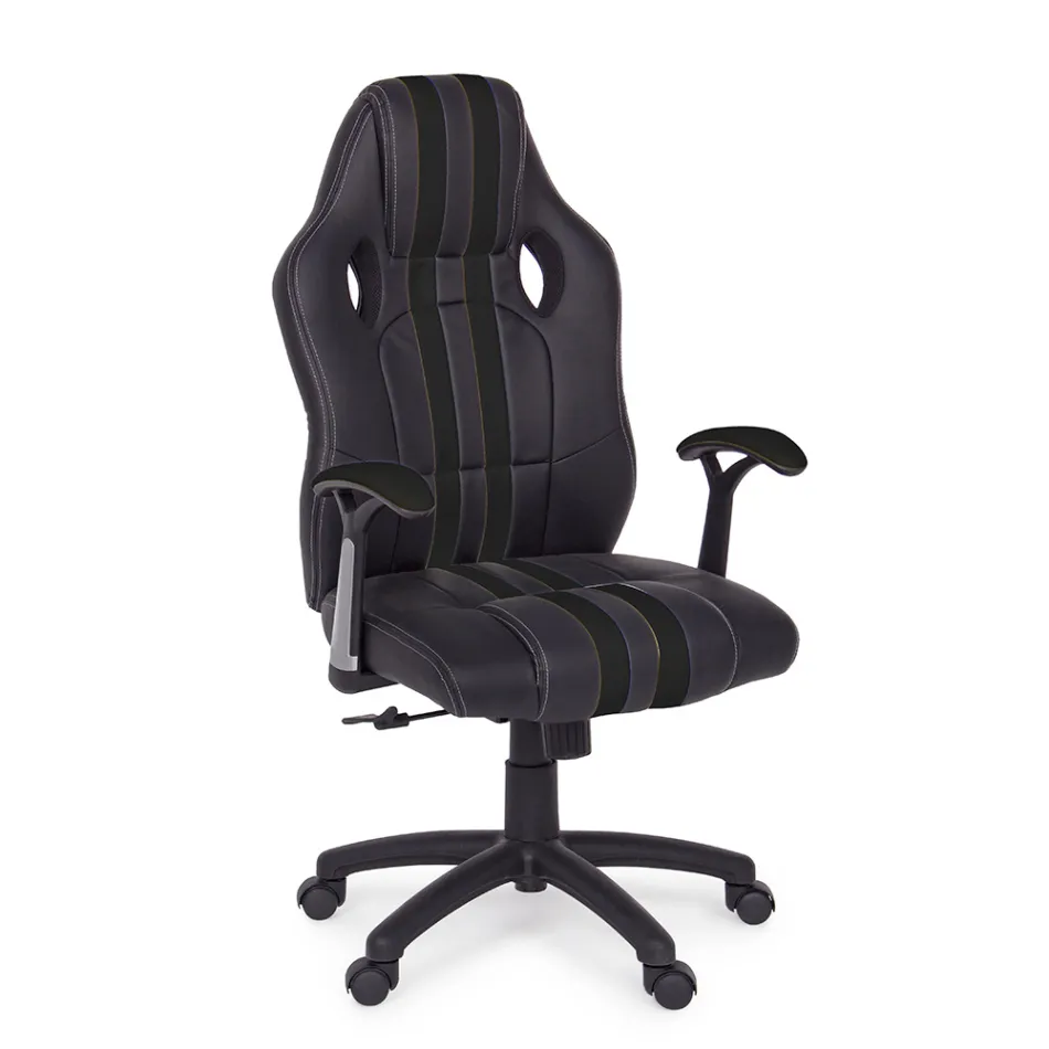 Drehbarer verstellbarer Bürosessel aus Kunstleder und Nylon 2 Farben - Saronno Viadurini