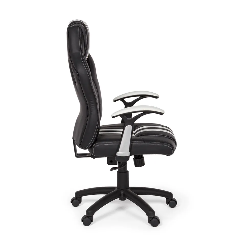 Drehbarer verstellbarer Bürosessel aus Kunstleder und Nylon 2 Farben - Saronno Viadurini