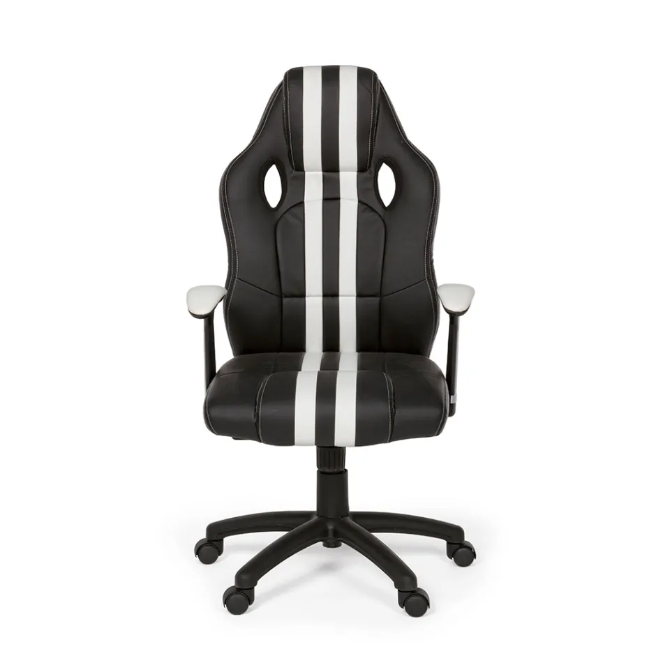 Drehbarer verstellbarer Bürosessel aus Kunstleder und Nylon 2 Farben - Saronno Viadurini