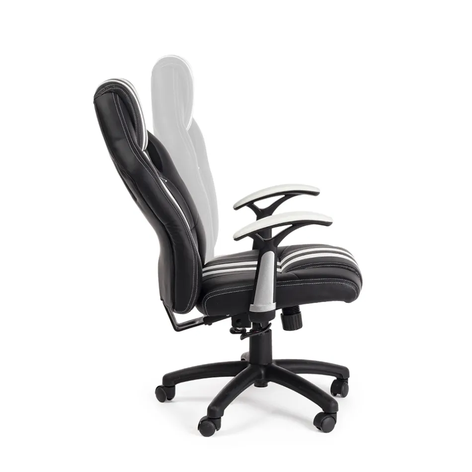 Drehbarer verstellbarer Bürosessel aus Kunstleder und Nylon 2 Farben - Saronno Viadurini