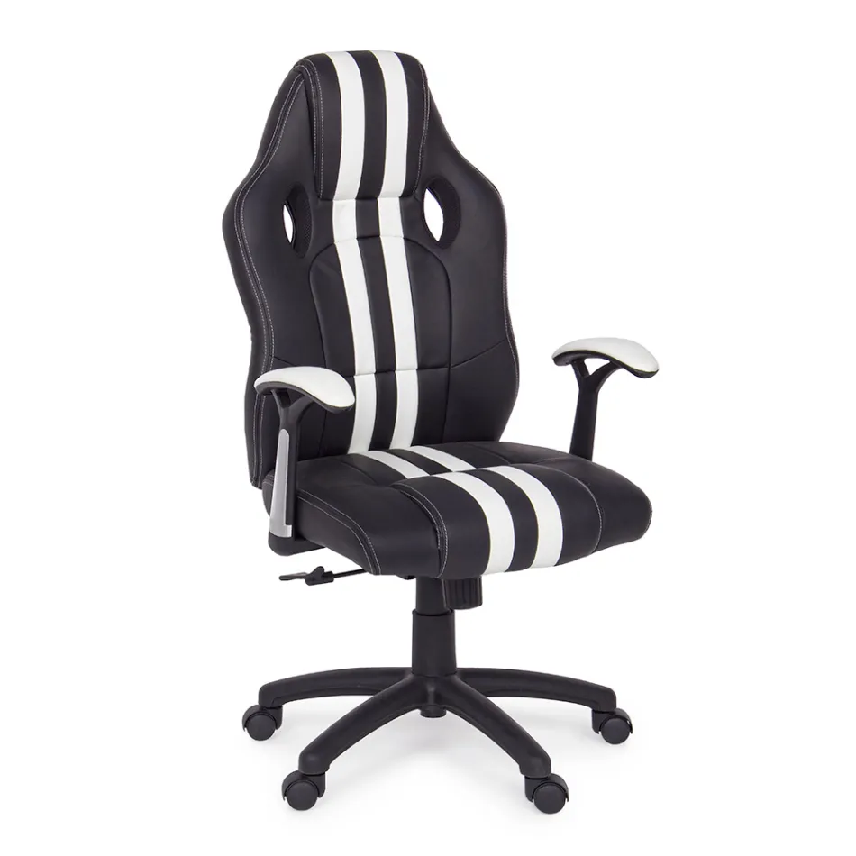 Drehbarer verstellbarer Bürosessel aus Kunstleder und Nylon 2 Farben - Saronno Viadurini