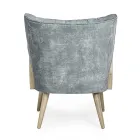 Vintage Holzsessel mit Rattan und Polyester Armlehnen - Ludovica Viadurini