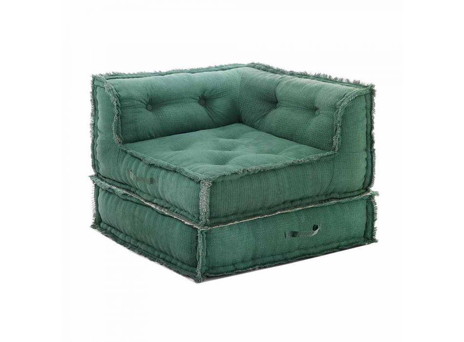 Corner Chaise Longue Sessel aus grauer, grüner oder blauer Baumwollfaser