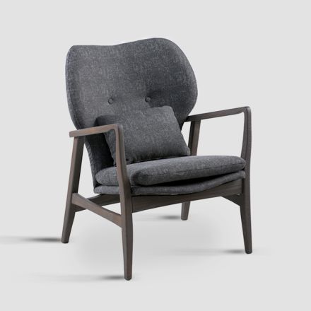 Sessel mit Holzstruktur, gepolstertem Sitz und Rückenlehne aus Stoff - Glauca Viadurini
