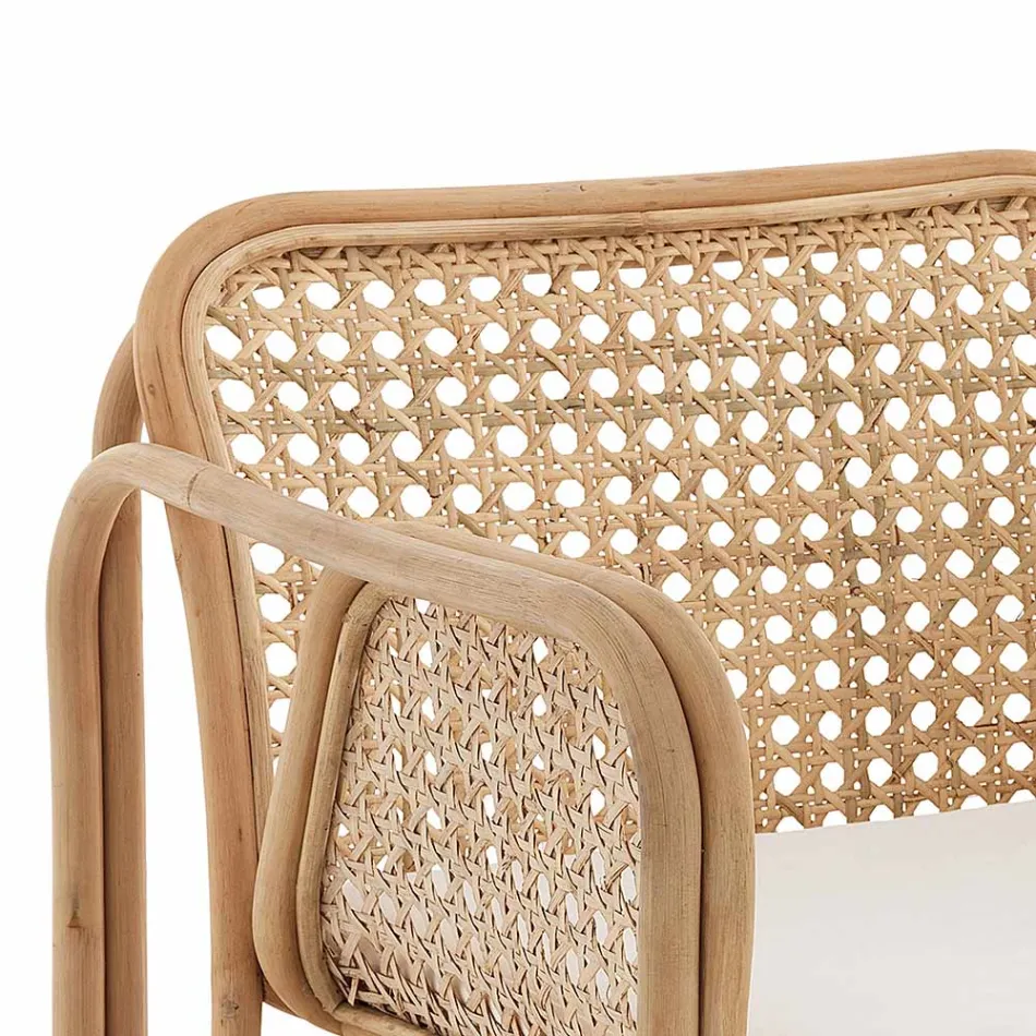 Outdoor- und Indoor-Rattan-Sessel und Saia-Stoffkissen – Voir Viadurini