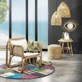 Outdoor- und Indoor-Rattan-Sessel und Saia-Stoffkissen – Voir