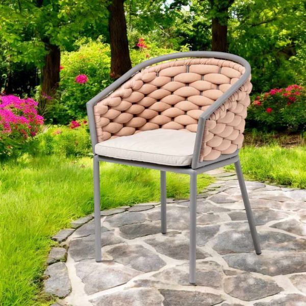 Outdoor-sessel aus aluminium und handgewebtem olefil-stoff – reda