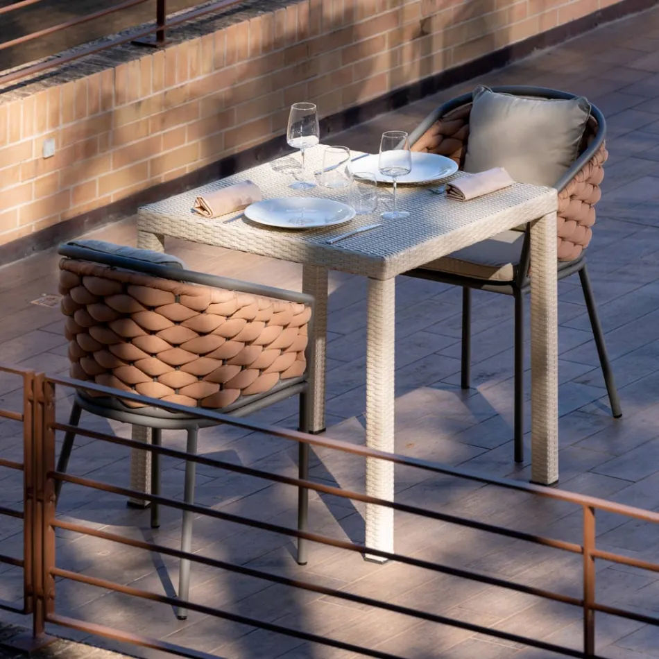 Outdoor-Sessel aus Aluminium und handgewebtem Olefil-Stoff – Reda Viadurini