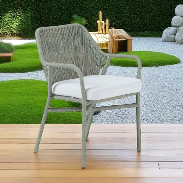 Gartenstuhl aus aluminium und seilgeflecht - asteria