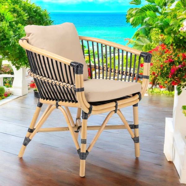 Gartensessel aus natürlichem rattan mit kissen inklusive - catelyn