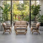 Gartensessel aus natürlichem Rattan mit Kissen inklusive - Catelyn Viadurini