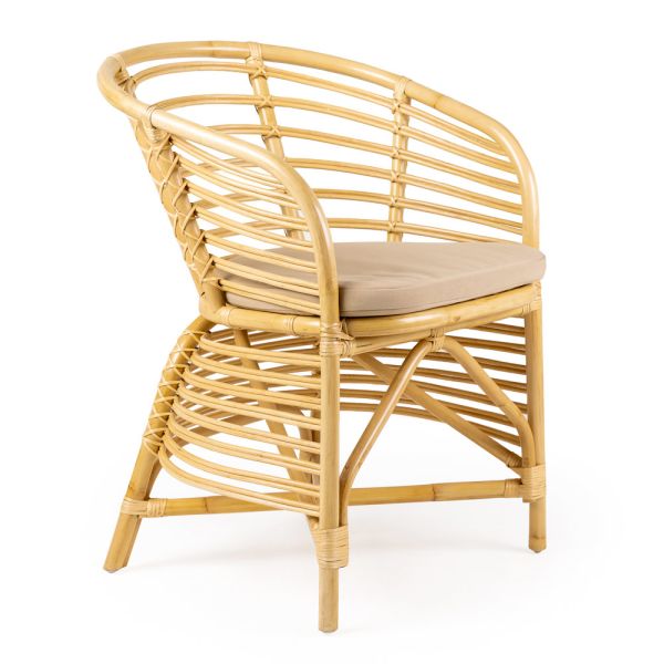 Gartensessel aus natürlichem rattan, inklusive kissen, - torvi