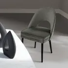 Wohnzimmersessel in verschiedenen Stoffen mit Holzschale - Edgar Viadurini